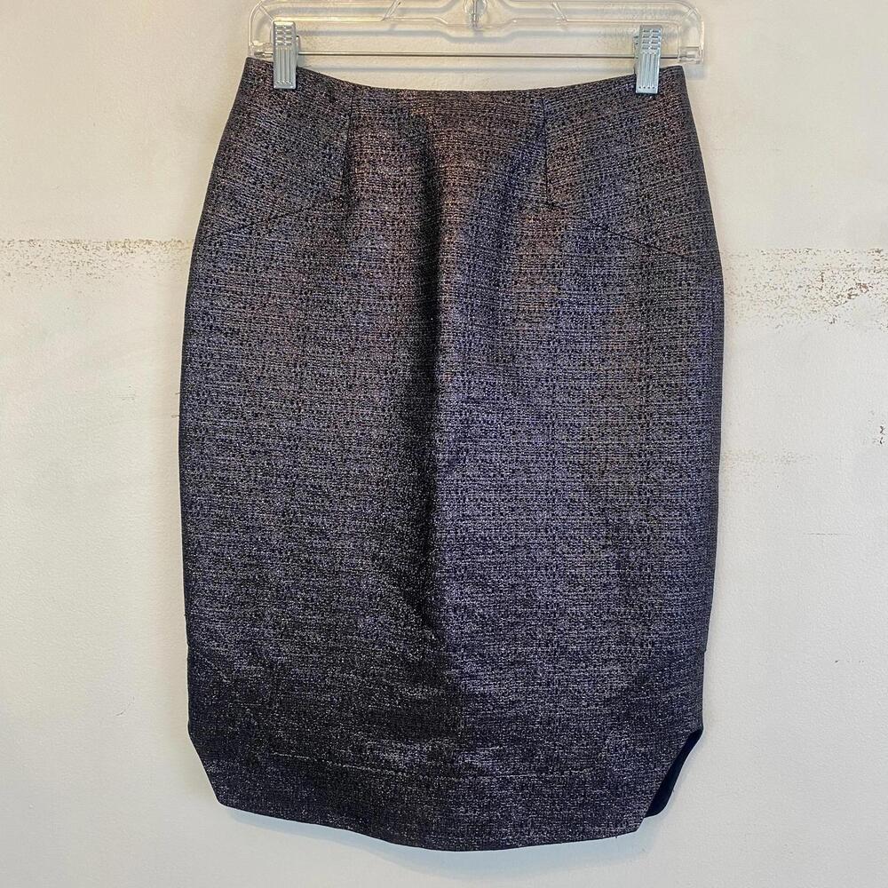 JONATHAN SIMKHAI black metallic knee length pencil skirt sz 4